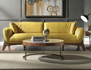 Mustard Top Grain Leather Sofa AC75